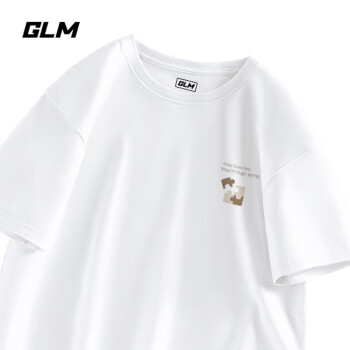GLM 纯棉短袖T恤男夏季简约宽松百搭白色衣服运动休闲透气男士半袖