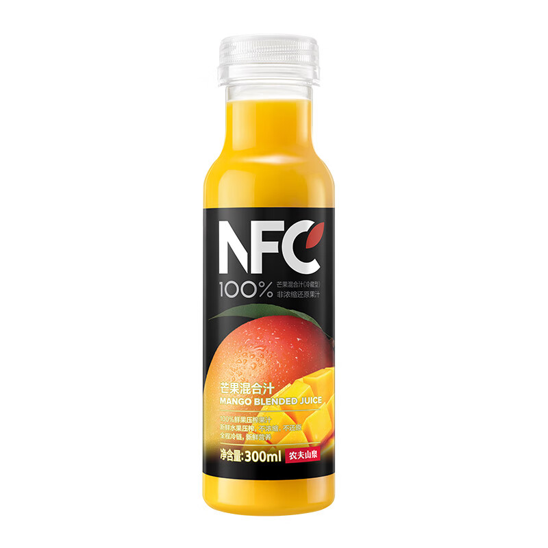 PLUS会员、限地区、概率券：农夫山泉 NFC果汁100﹪鲜果压榨芒果混合汁 300ml*4瓶 41.62元（合13.87元/件）