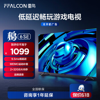 FFALCON 雷鸟 鹏6SE 43英寸4K超清电视 MEMC防抖2+32GB大内 43S365C
