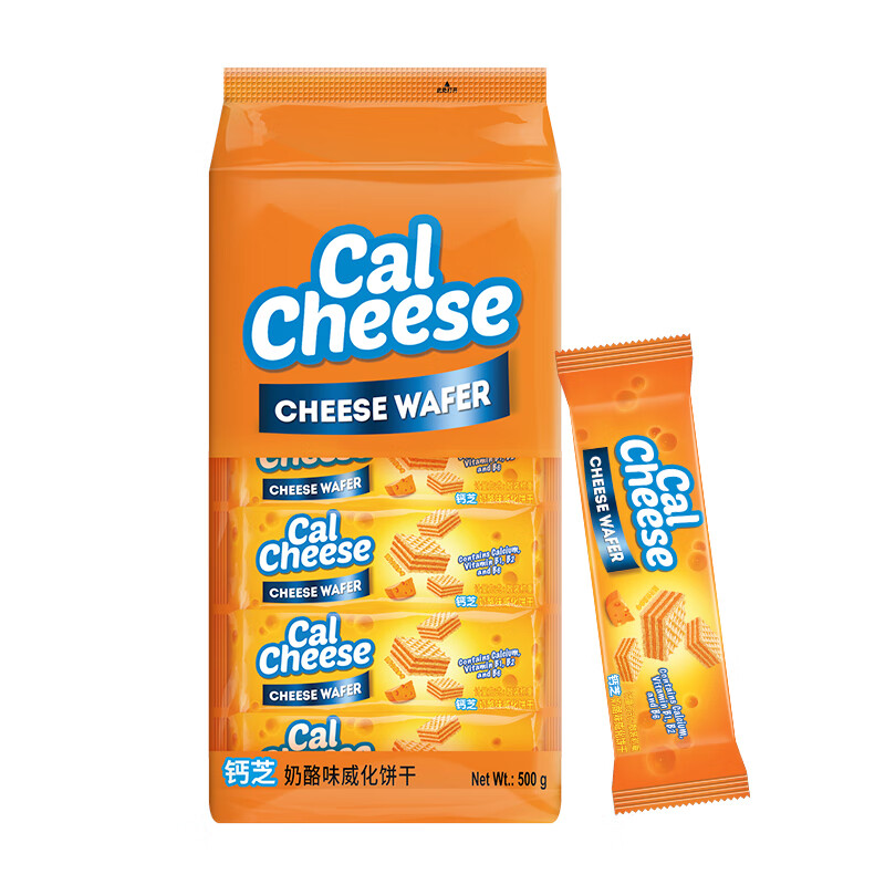 CalCheese 钙芝 威化饼干500g 独立包装奶酪芝士味休闲零食下午茶 奶酪味 13.4元（需买2件，需用券）
