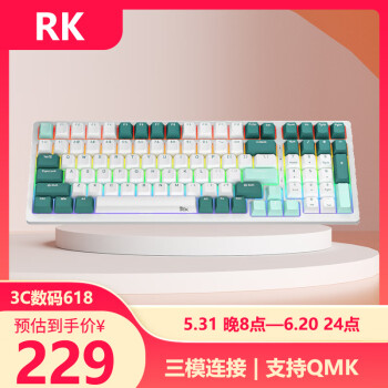 ROYAL KLUDGE RK98Pro 100键 三模机械键盘 水绿版 茶轴 RGB