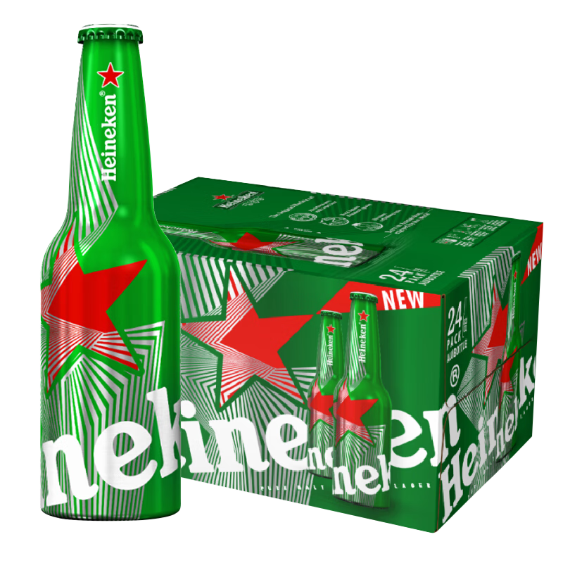 Heineken 喜力 经典铝瓶 330mL*24瓶（拍2赠1）+星银 500ml*4听+开瓶器*2 517.1元，折172.36元/件（需用券）