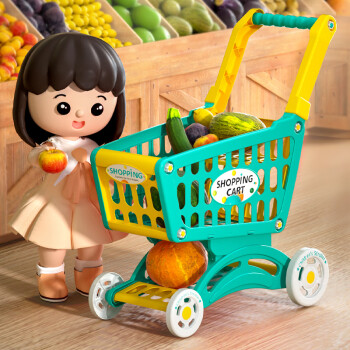 鑫思特 宝宝购物车玩具儿童收纳手推车超市厨房过家家买菜水果切切乐仿真