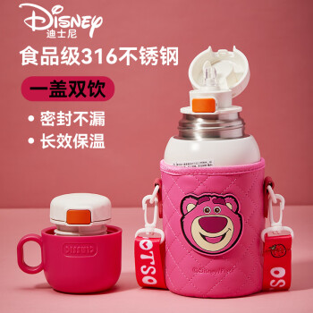 Disney 迪士尼 儿童保温杯带吸管大容量316不锈钢直饮壶幼儿园男女宝喝水杯子