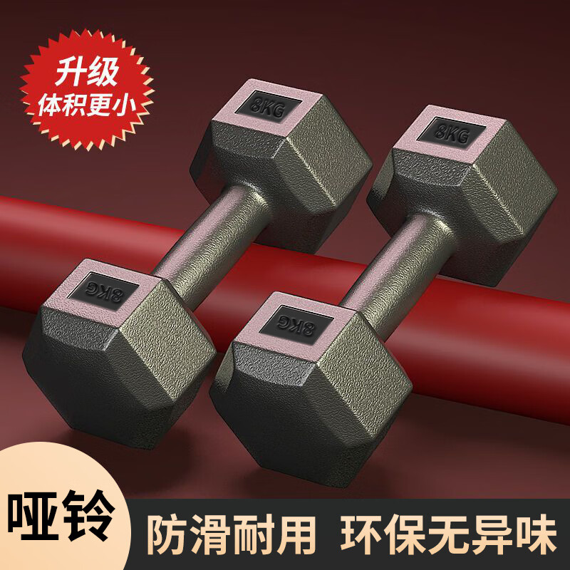 速觉哑铃健身器材一对包胶纯铁六角亚玲套装2kg*2 券后23.9元