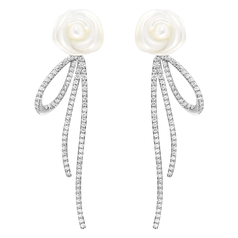 仅限今日、PLUS会员：HEFANG 何方珠宝 白玫瑰花束耳环  1031.67元包邮（需凑单，多重优惠）