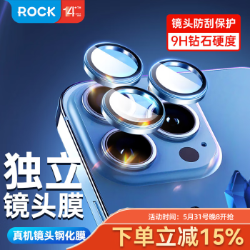 ROCK 洛克 适用苹果15镜头膜iphone15plus摄像头钢化膜单颗粒保护贴膜绿色