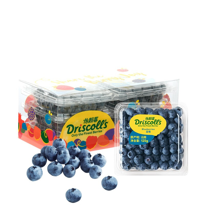 怡颗莓 当季云南蓝莓 国产蓝莓 新鲜水果 Jumbo超大125g*4盒 券后87.7元