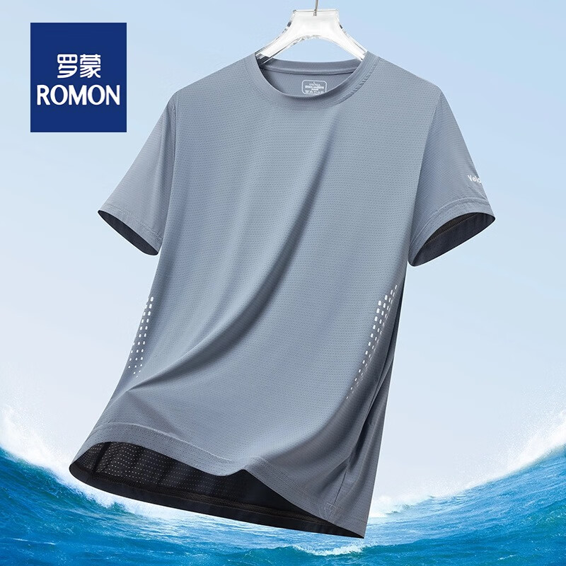 【合19.45元/件】：ROMON 罗蒙 夏季薄款男士圆领短袖t恤 38.9元包邮（多重优惠）