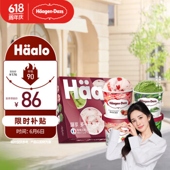 Häagen·Dazs 哈根达斯 Haagen-Dazs）冰淇淋超值尽享礼盒装 (抹茶*2/草莓*2) 100ml*4