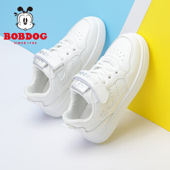 BoBDoG 巴布豆 男童鞋软底透气儿童运动鞋气孔低帮板鞋 101531030 白色