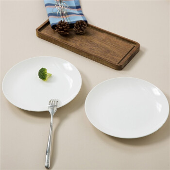 SKYTOP 斯凯绨 陶瓷盘子骨瓷餐具菜盘纯白8英寸月光盘4件套装