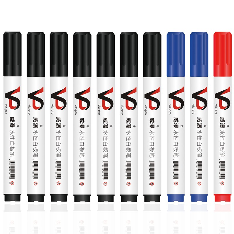 VIZ-PRO WP3001EP 单头水性白板笔 混色 黑7蓝2红1 10支装 9.9元