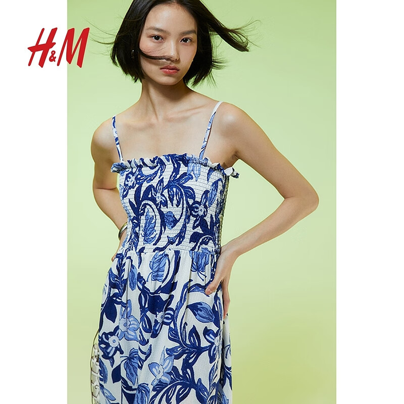 H&M HM 上身缩褶连衣裙长裙1221999 券后73.75元