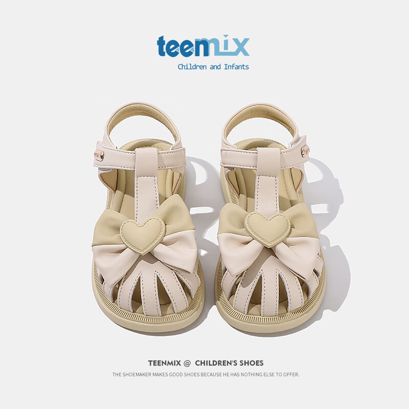 TEENMIX 天美意 沙滩鞋小孩公主鞋子 米色 33码 券后82.31元