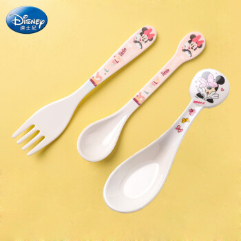 Disney 迪士尼 儿童勺子家用宝宝餐具汤勺训练吃饭勺卡通婴儿辅食勺水果叉子调羹