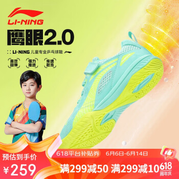LI-NING 李宁 乒乓球鞋儿童鹰眼2.0透气减震专业比赛训练运动鞋 33