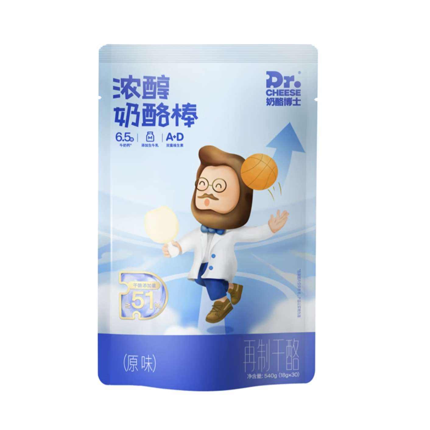 奶酪博士（Dr.Cheese）浓醇奶酪棒高钙儿童零食营养健康原味540g(18g*30支) 70.23元（合23.41元/件）包邮