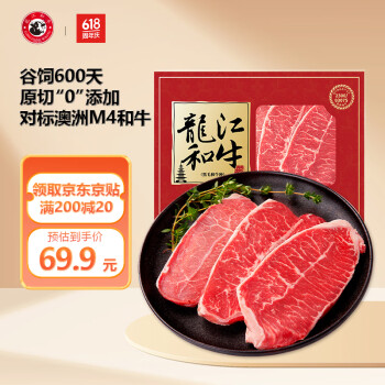 LONGJIANG WAGYU 龍江和牛 和牛A1原切板腱雪花牛排500g（4-5片）牛肉烧烤健身轻食国产