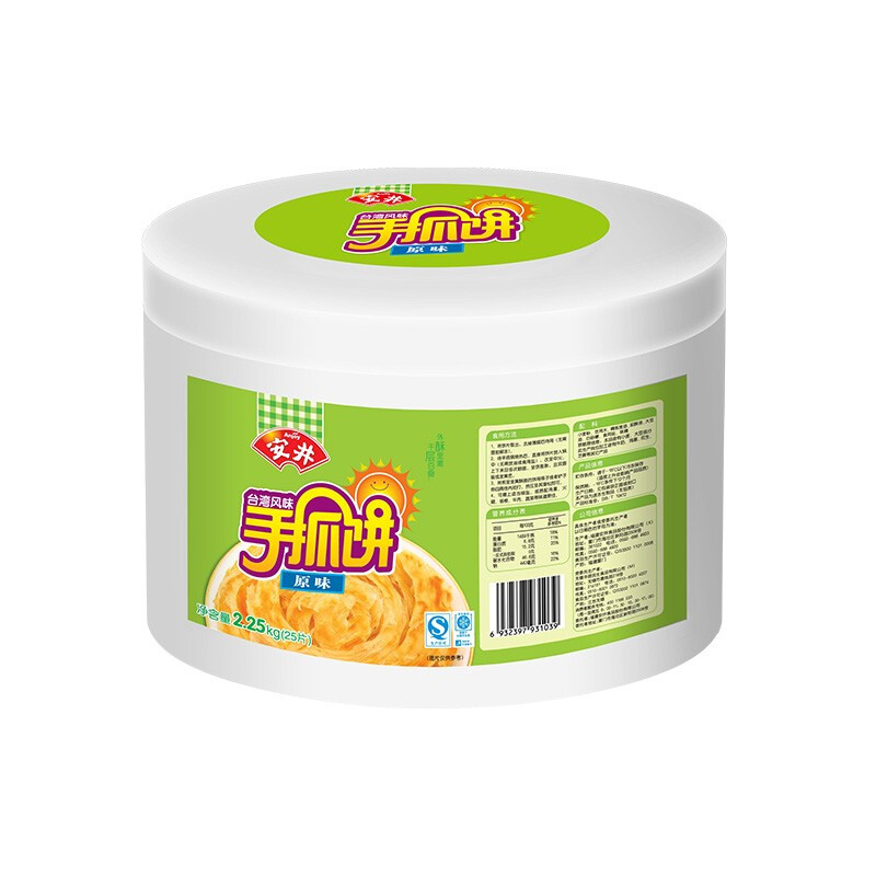 Anjoy 安井 手抓饼 原味 25片 2.25kg 桶装 28.8元