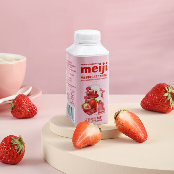 治meiji草莓白巧克力牛奶饮品300ml*3 低温牛奶 草莓牛奶