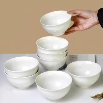 几物森林 陶瓷碗家用中式4.5英寸饭碗米饭碗汤碗用面碗套装碗具 8只装
