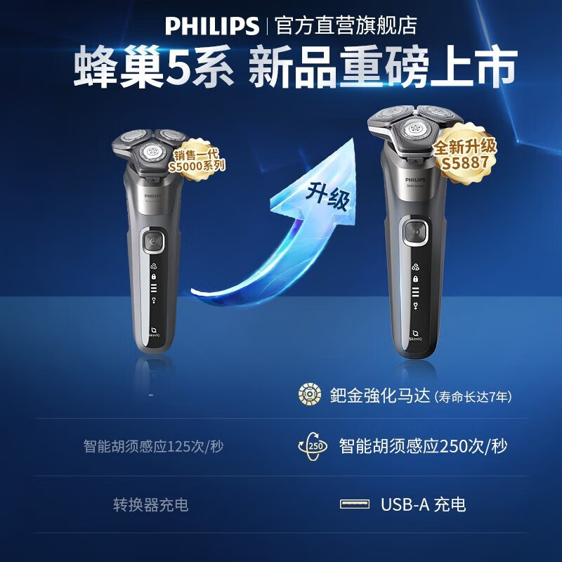 PHILIPS 飞利浦 电动剃须刀 亲肤经典蜂巢5系 S5883/10 378.05元