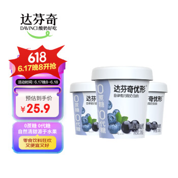 DAVINCI 优形蓝莓黑加仑果粒320g 低温酸奶 0蔗糖0代糖0添加剂 风味酸乳