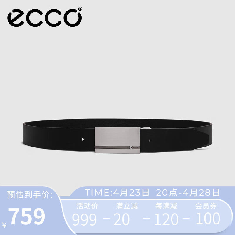 ecco 爱步 男士金属扣皮带 商务正装时尚腰带91058950黑色100l礼盒装 券后379元