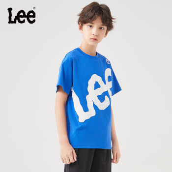 Lee 李 童装男童女童短袖T恤儿童薄款夏季一家三口亲子装 海蓝色 165