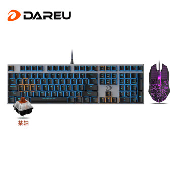 Dareu 达尔优 机械合金版机械键盘 有线键盘 游戏键盘 108键单光黑金青轴+G60裂纹鼠标套装