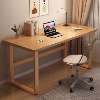 小匠材 实木腿学生书桌家用写字桌卧室简易台式电脑桌原木120x60