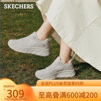 SKECHERS 斯凯奇 凯奇（SKECHERS）厚底时尚板鞋女简约休闲鞋慢慢鞋117380 乳白色/OFWT 37.5