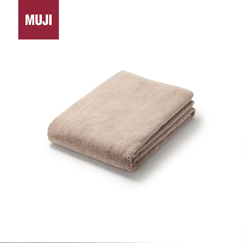 值选：MUJI 無印良品 棉绒柔软浴巾 粉米色 70×140cm 84.24元