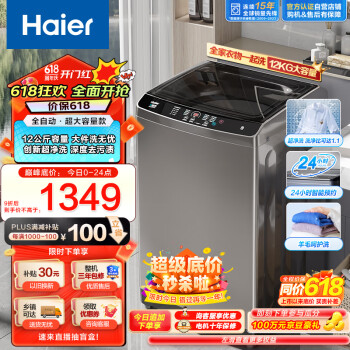 Haier 海尔 波轮洗衣机全自动 一健桶自洁 12公斤