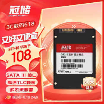 冠储 SSD固态硬盘256GB 2.5英寸 SATA接口协议台式机/笔记本通用高速读写 GT210系列