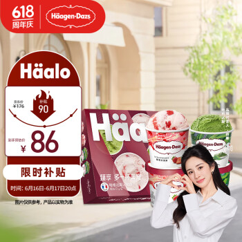 Häagen·Dazs 哈根达斯 Haagen-Dazs）冰淇淋超值尽享礼盒装 (抹茶*2/草莓*2) 100ml*4