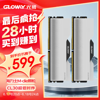 GLOWAY 光威 32GB(16GBx2)套装 DDR5 6000 台式机内存条 龙武系列 海力士M-die颗粒 CL30 助力AI