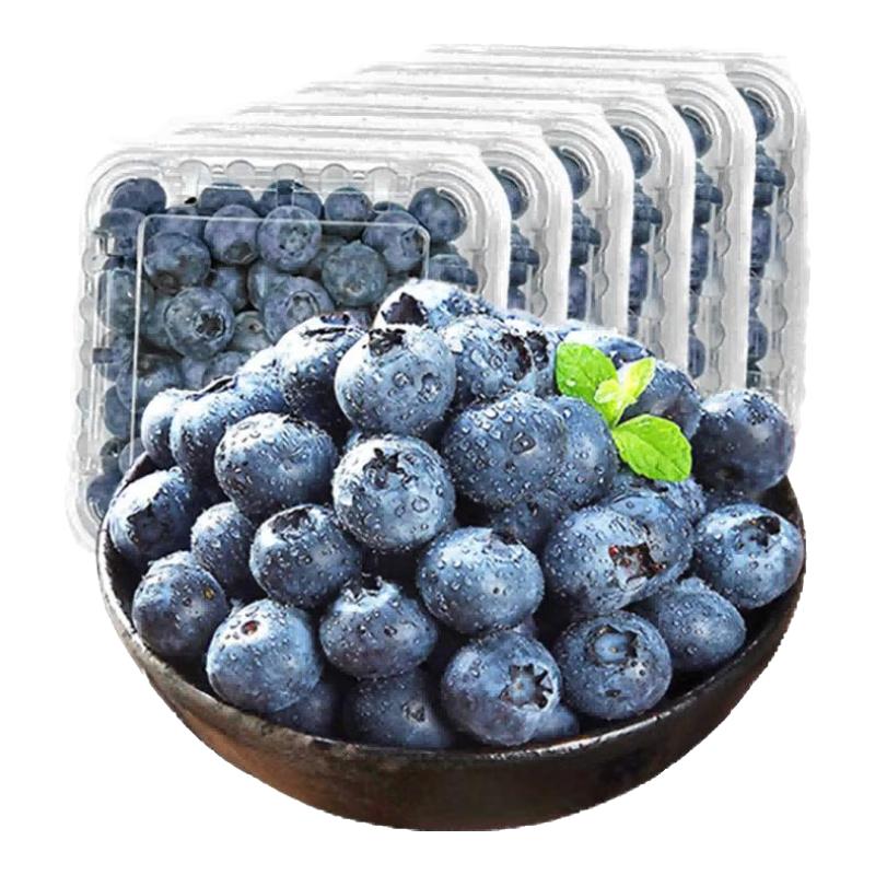 PLuS会员，京丰味蓝莓 新鲜时令国产蓝莓水果 125g/盒 精选大果 果径约15-18mm 4盒 26.53元