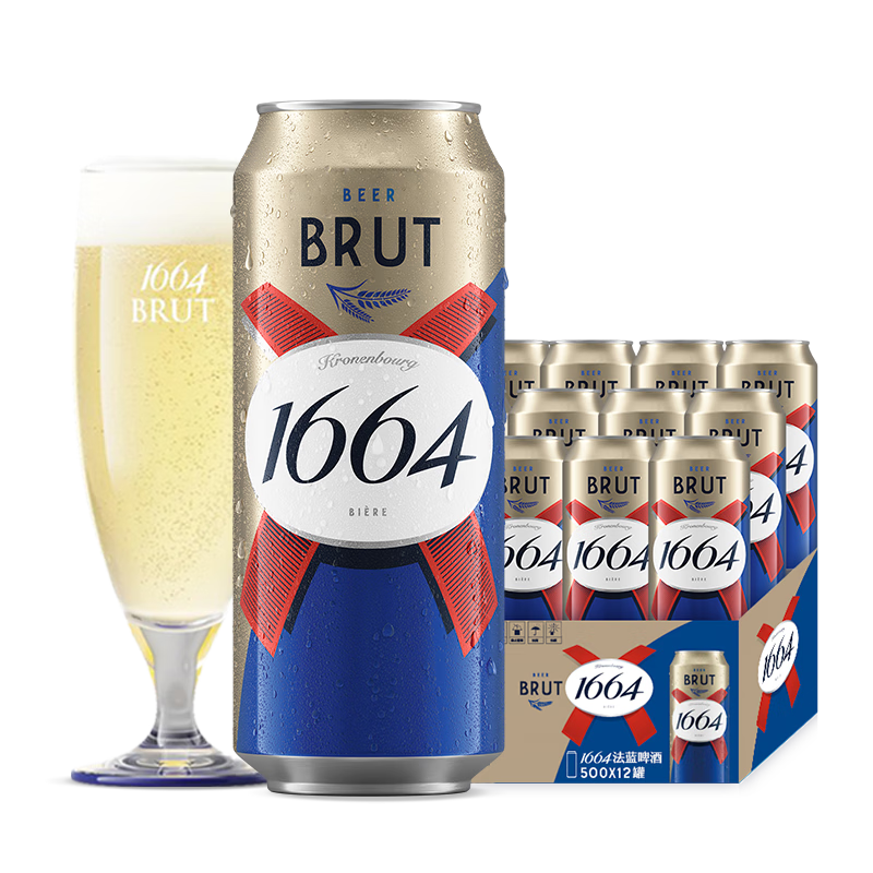 PLUS会员、需首购：kronenbourg 1664 法式拉格啤酒 500ml*12罐*2件 130.08元包邮（需凑单，合64.15元/件）