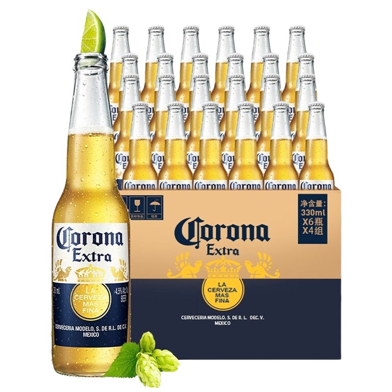 PLUS会员：科罗娜 墨西哥风味拉格啤酒 青柠仪式惬意时刻 330mL*24瓶 /箱 122.51元包邮(需用券)