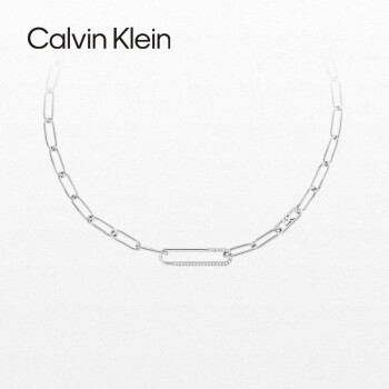 卡尔文·克莱恩 Calvin Klein 凯文克莱（Calvin Klein）CK项链回形针系列水晶饰品银色项链35000536