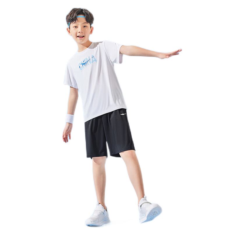 PLUS会员：ERKE 鸿星尔克 中大童套装儿童夏季T恤运动休闲服 正白140 67.91元包邮（多重优惠）