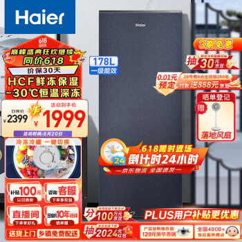 Haier 海尔 国瓷系列178升风冷家用立式冰柜BD-178WGHB9D