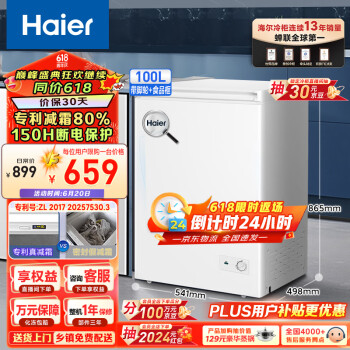 Haier 海尔 100升低霜小冰柜家用商用 冷藏柜冷冻柜两用冰柜小型租房用小冰箱小型冷BC/BD-100GHDT
