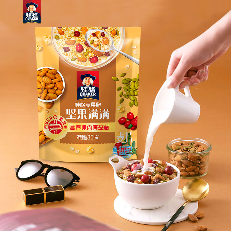 QUAKER 桂格 坚果满满水果燕麦片400克 麦果脆系列 烘焙麦片 配酸奶更美味 20.1元