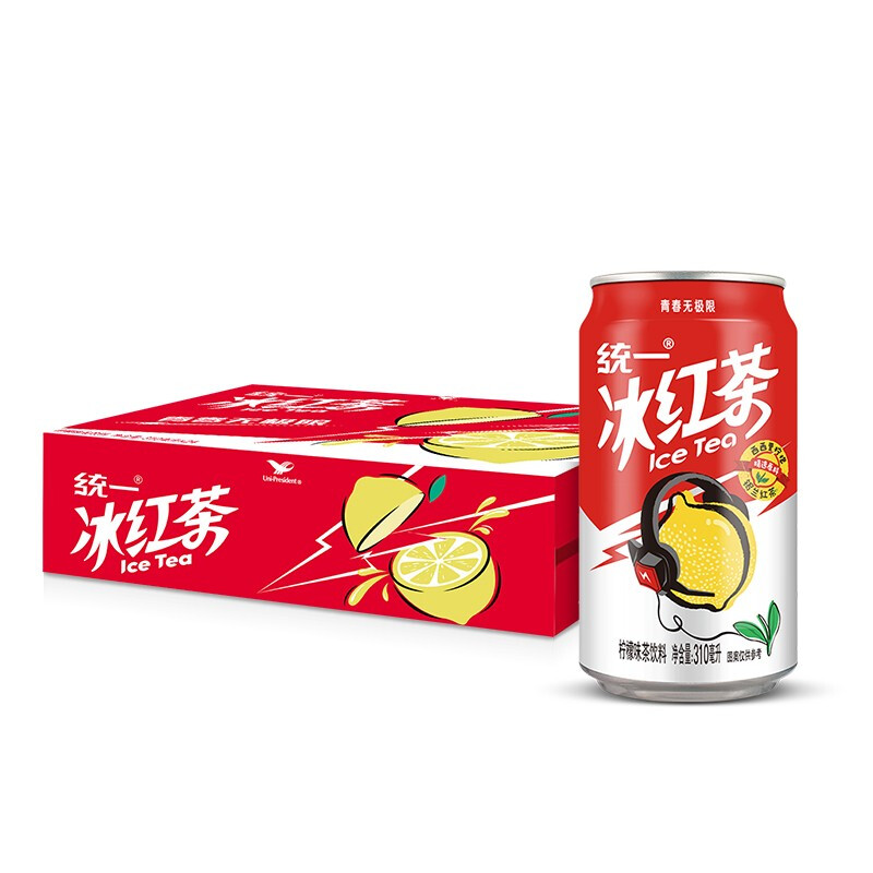 统一 冰红茶 罐装柠檬红茶饮料 310ML*24罐 整箱装 新旧包装交替发货 38.61元（需买2件，需用券）