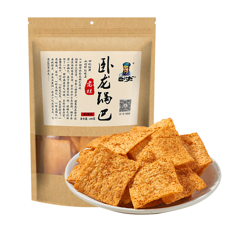 卧龙食品 卧龙锅巴 麻辣味 400g 7.58元