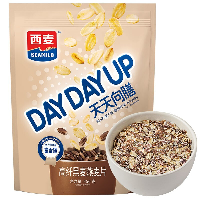 京东PLUS：SEAMILD 西麦 天天向膳 高纤黑燕麦片 450g 5.91元（需买2件，需用券）