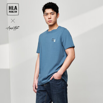 HLA 海澜之家 短袖T恤男24轻商务时尚系列圆领短袖男夏季